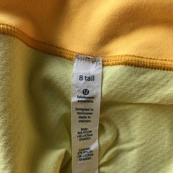 Rare Lululemon Bike Shorts 10” Solid Yellow Luon Size 8 Tall Medium - Picture 6 of 6